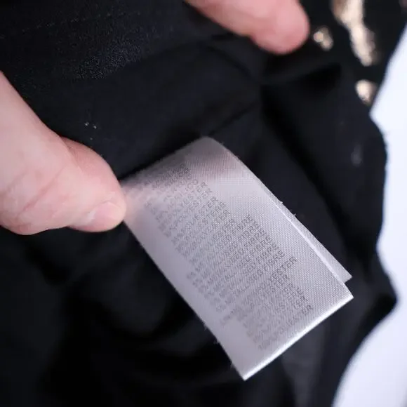 MOLLY BRACKEN Black Leopard Print Mini Dress Metallic Rose Gold Lined Women's S - Picture 10 of 11